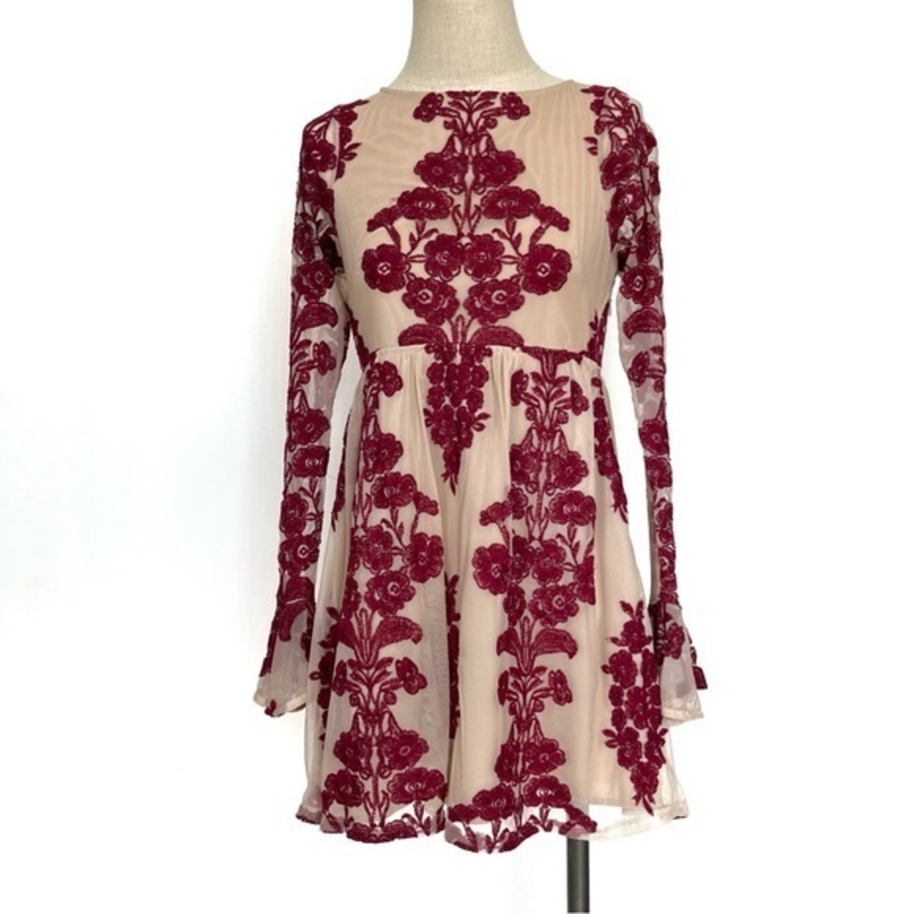 For Love & Lemons Temecula Embroidered Lace Mini Dress Size XS